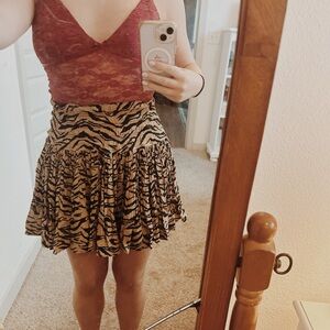 Zadig & Voltaire Brown and Black Mini Skater Skirt